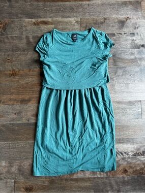 GAP Teal Short Sleeve Midi Dress